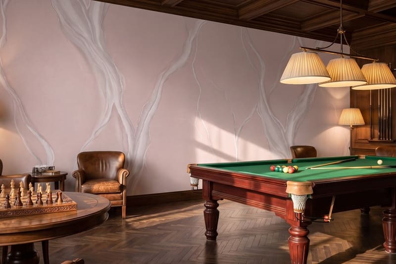 Carta da parati Cascata di Quarzo Rosa© in una sala giochi d'albergo