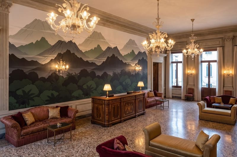 Carta da parati Cime di Giada© in una hall d'albergo