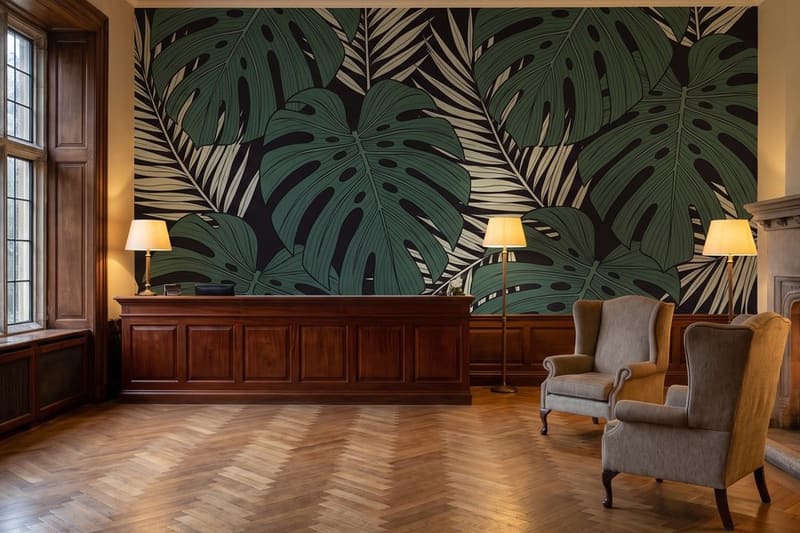 Carta da parati Foresta d'Ombra© in una hall d'albergo