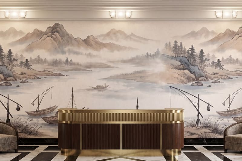 Carta da parati Foschia delle Gru© in una hall d'albergo