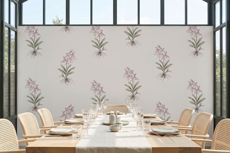 Carta da parati Radici Sospese© in una sala da pranzo d'albergo