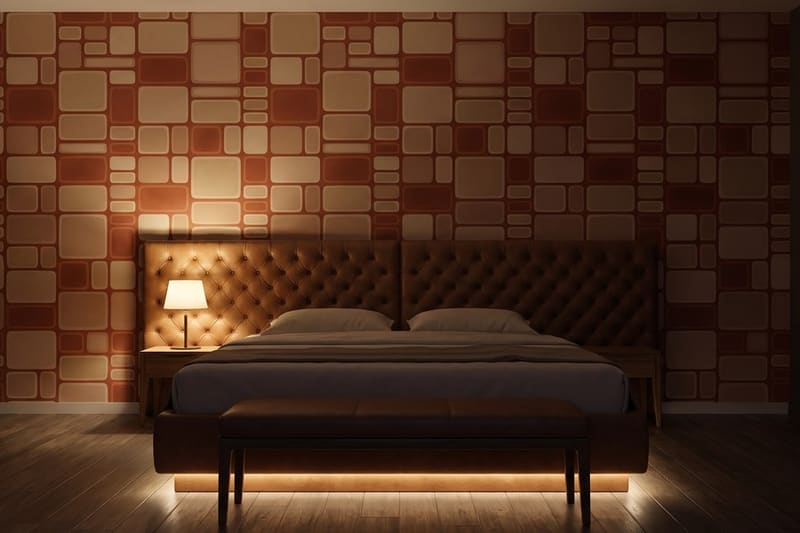 Carta da parati Rosetta di Terracotta© in una camera da letto