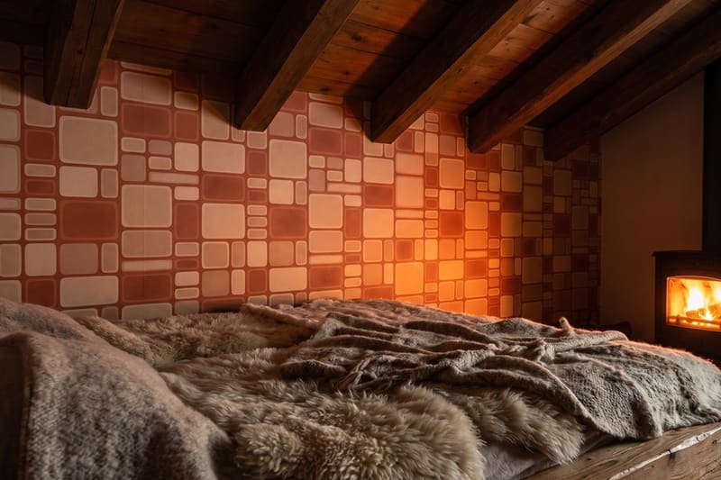 Carta da parati Rosetta di Terracotta© in una camera da letto