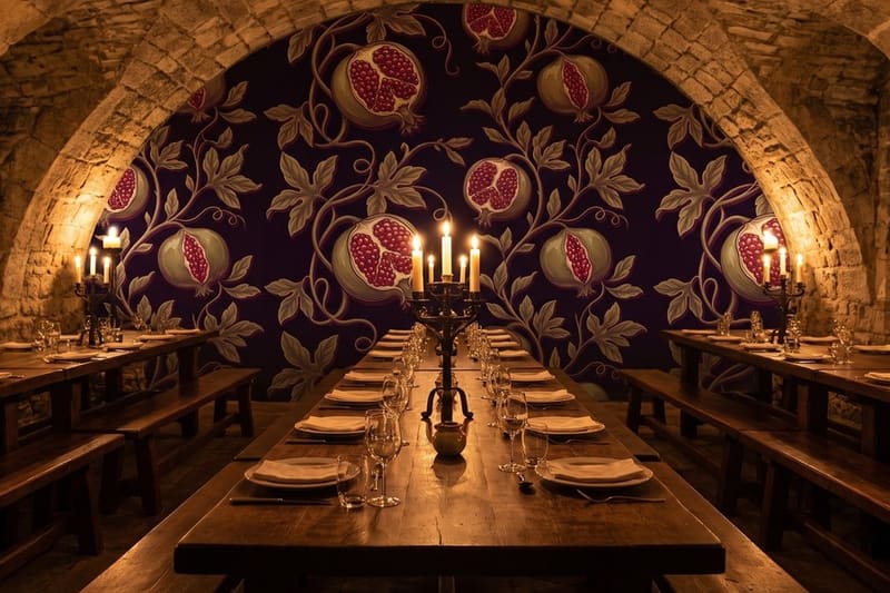 Carta da parati Scrigno di Granato© in una sala da pranzo d'albergo
